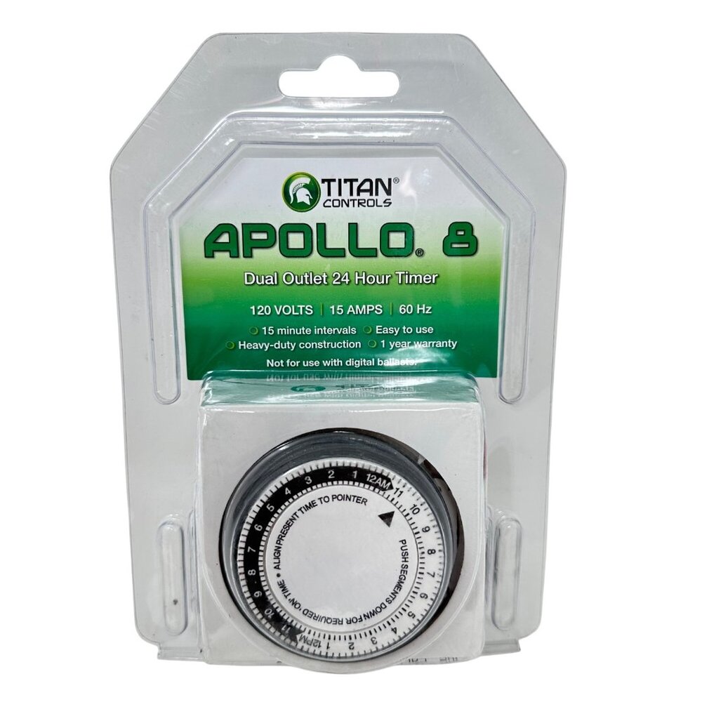 Titan Controls Apollo 8 Dual Outlet 24hr Timer 120v/15amp - New
